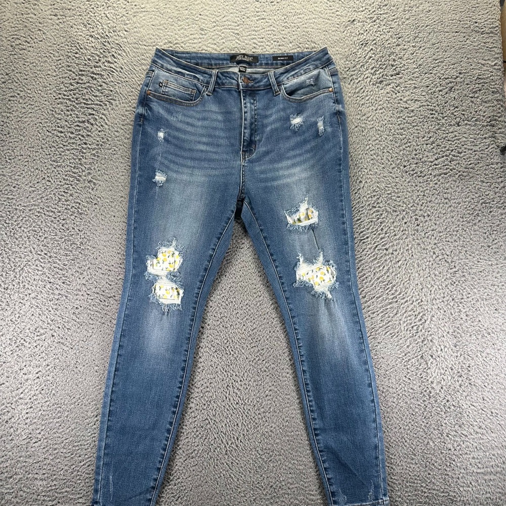 Judy Blue Jeans Womens‎ 15 Blue Cotton Denim Skinny Leg Faded Stretch Distressed
